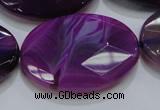 CAG210 15.5 inches 25*35mm faceted oval purple agate gemstone beads