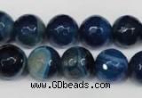 CAG2106 15.5 inches 12mm faceted round blue line agate beads