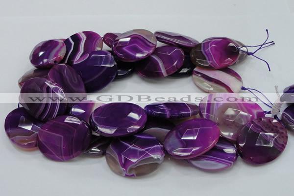 CAG211 15.5 inches 30*40mm faceted oval purple agate gemstone beads