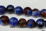 CAG2234 15.5 inches 12mm faceted round fire crackle agate beads