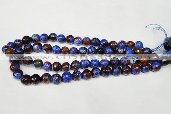 CAG2235 15.5 inches 14mm faceted round fire crackle agate beads