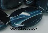 CAG224 15.5 inches 25*35mm faceted oval blue agate gemstone beads