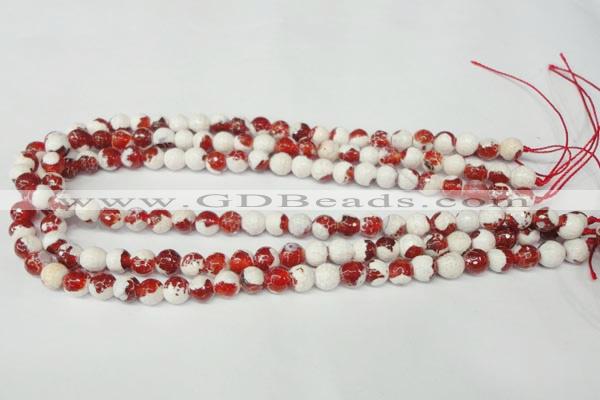 CAG2252 15.5 inches 8mm faceted round fire crackle agate beads