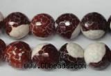 CAG2256 15.5 inches 16mm faceted round fire crackle agate beads