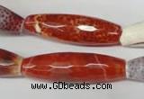 CAG2293 15.5 inches 12*40mm faceted rice fire crackle agate beads