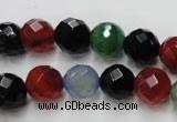 CAG2353 15.5 inches 10mm faceted round multi colored agate beads