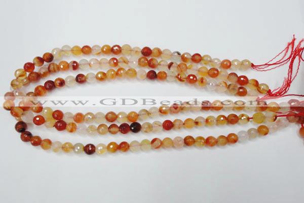 CAG2382 15.5 inches 8mm faceted round red agate beads wholesale