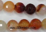 CAG2385 15.5 inches 14mm faceted round red agate beads wholesale