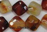 CAG2402 15.5 inches 16*16mm faceted diamond red agate beads wholesale