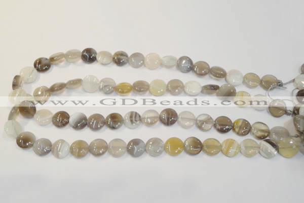 CAG2435 15.5 inches 12mm flat round Chinese botswana agate beads