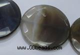 CAG2727 15.5 inches 35mm faceted coin grey line agate beads