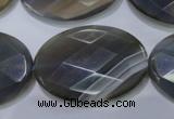 CAG2737 15.5 inches 25*35mm faceted oval grey line agate beads