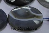 CAG2738 15.5 inches 30*40mm faceted oval grey line agate beads