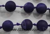 CAG2802 15.5 inches 12mm round matte druzy agate beads whholesale