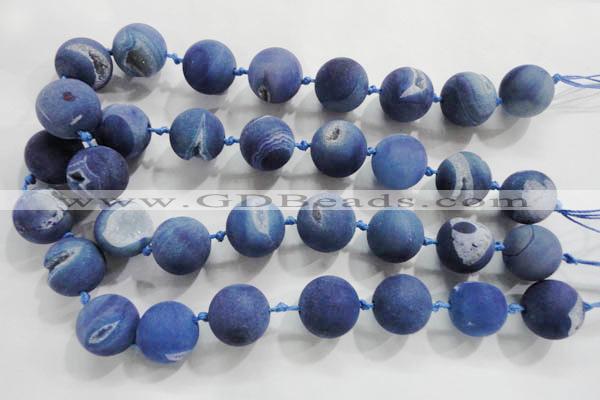 CAG2806 15.5 inches 18mm round matte druzy agate beads whholesale