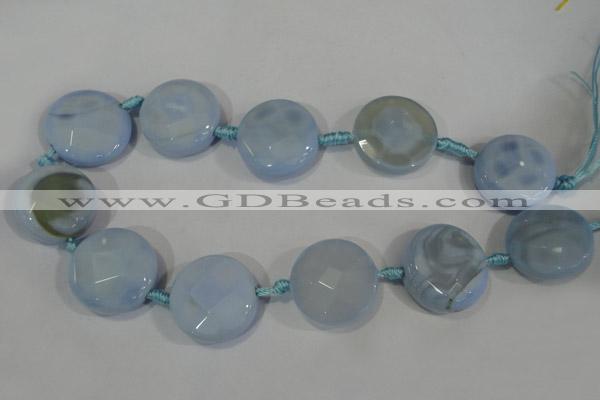 CAG2885 15.5 inches 23mm faceted coin agate gemstone beads