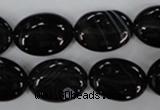 CAG2918 15.5 inches 13*18mm oval black line agate beads