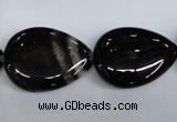 CAG2928 15.5 inches 18*25mm flat teardrop black line agate beads