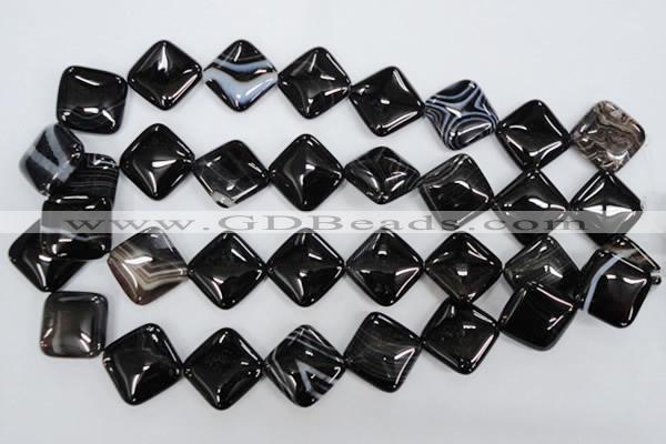 CAG2937 15.5 inches 20*20mm diamond black line agate beads