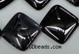 CAG2938 15.5 inches 22*22mm diamond black line agate beads