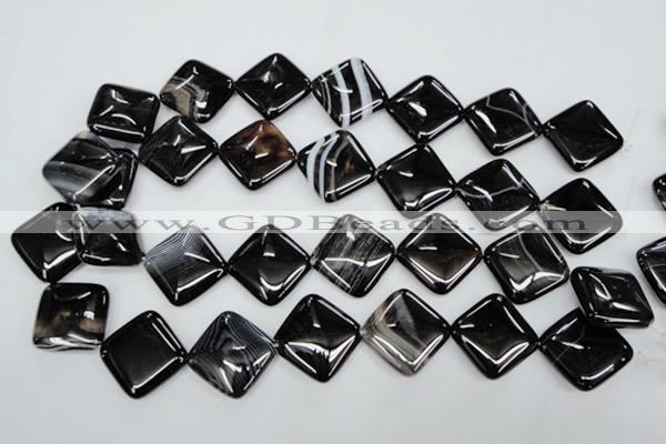 CAG2938 15.5 inches 22*22mm diamond black line agate beads