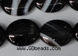 CAG3005 15.5 inches 18*22mm oval black line agate beads