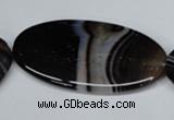 CAG3010 15.5 inches 25*50mm oval black line agate beads