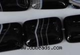 CAG3025 15.5 inches 18*25mm rectangle black line agate beads