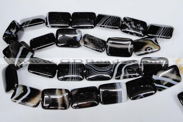 CAG3026 15.5 inches 22*30mm rectangle black line agate beads