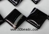 CAG3045 15.5 inches 18*18mm diamond black line agate beads