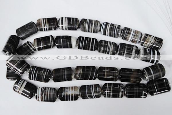 CAG3048 15.5 inches 16*25mm flat tube black line agate beads