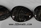 CAG3060 15.5 inches 22*30mm flat teardrop black line agate beads