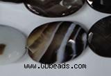 CAG3090 15.5 inches 20*30mm faceted oval black line agate beads