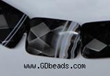 CAG3104 15.5 inches 18*25mm faceted rectangle black line agate beads