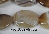 CAG3136 15.5 inches 22*30mm oval brown line agate beads