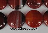 CAG3190 15.5 inches 20mm flat round red line agate beads