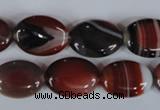 CAG3203 15.5 inches 13*18mm oval red line agate beads