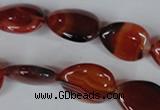 CAG3223 15.5 inches 13*18mm flat teardrop red line agate beads