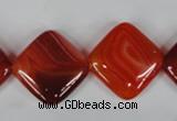 CAG3236 15.5 inches 20*20mm diamond red line agate beads