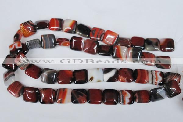 CAG3248 15.5 inches 16*16mm square red line agate beads