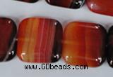 CAG3250 15.5 inches 22*22mm square red line agate beads