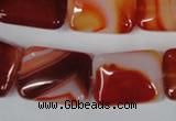 CAG3255 15.5 inches 15*20mm rectangle red line agate beads