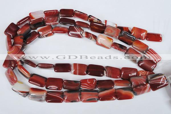 CAG3263 15.5 inches 13*18mm rectangle red line agate beads