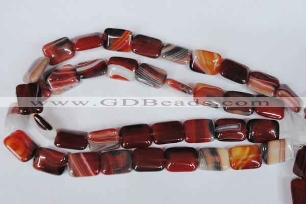 CAG3264 15.5 inches 15*20mm rectangle red line agate beads