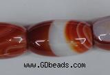 CAG3275 15.5 inches 18*30mm drum red line agate beads