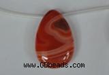 CAG3289 Top-drilled 20*30mm flat teardrop red line agate beads