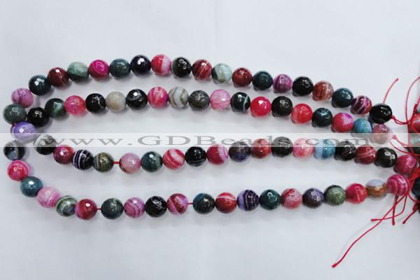 CAG3303 15.5 inches 10mm faceted round colorfull line agate beads