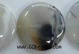 CAG3339 15.5 inches 40mm flat round natural grey agate beads