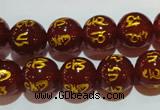 CAG3403 15.5 inches 12mm carved round red agate beads wholesale