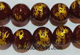 CAG3412 15.5 inches 16mm carved round red agate beads wholesale